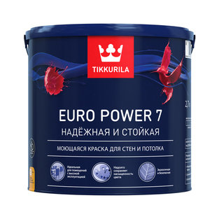 Краска для стен и потолков Tikkurila Euro Power-7, база А, 9 л