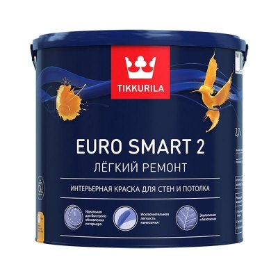 Краска интерьерная Tikkurila Euro Smart-2 VVA мат, 2,7 л